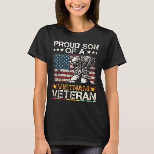 Stolzer Sohn von Vietnam Veteran US Flag T-Shirt (Vorderseite)