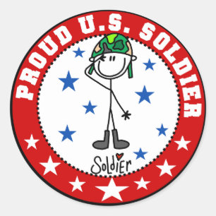 Stolzer US-Soldat Runder Aufkleber