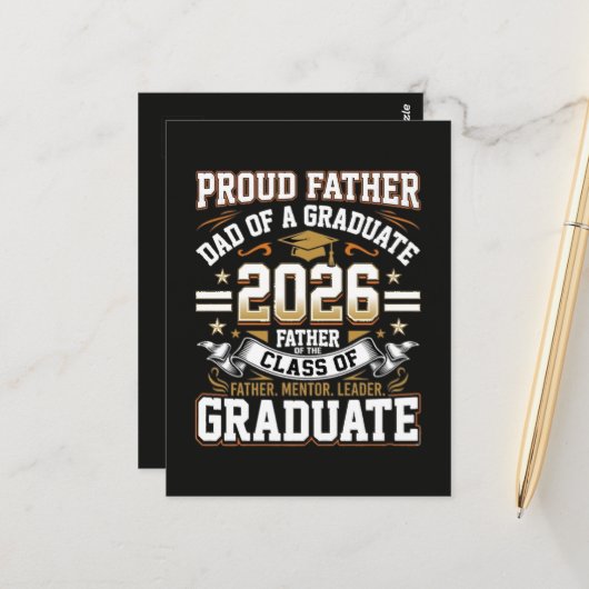 Stolzer Vater Absolvent der Klasse 2026 Postkarte (Vorderseite/Rückseite Beispiel)