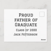 Stolzer Vater der Graduiertenklasse von 20XX fügen Postkarte (Rückseite)