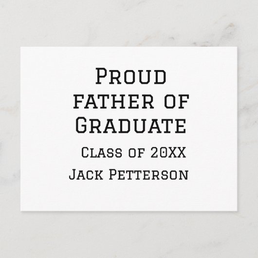Stolzer Vater der Graduiertenklasse von 20XX fügen Postkarte (Vorderseite)
