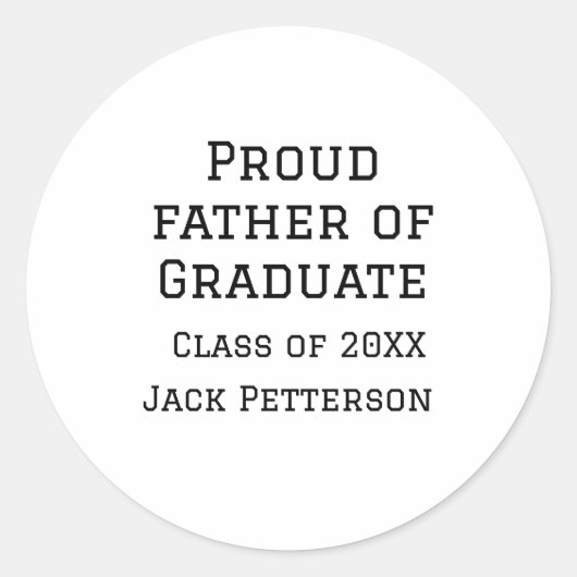 Stolzer Vater der Graduiertenklasse von 20XX fügen Runder Aufkleber (Vorderseite)