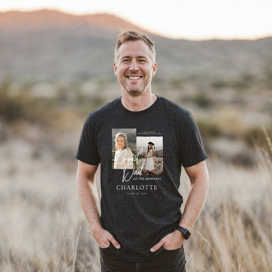 Stolzer Vater des Graduate Script-Fotos Keepake Tri-Blend Shirt