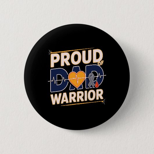 Stolzer Vater des Warrior Typ 1 Diabetes Bewusstse Button (Vorderseite)