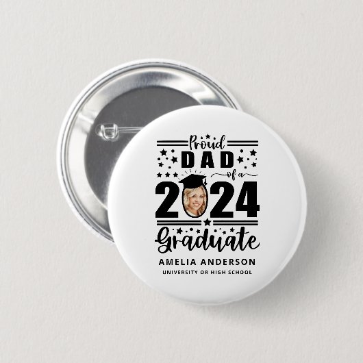 Stolzer Vater eines Absolventen 2024 Button (Vorne & Hinten)