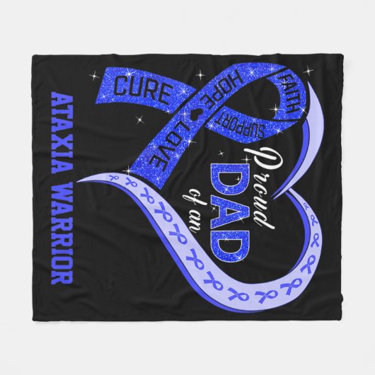 Stolzer Vater eines Ataxia Warrior Blue Ribbon Mat Fleecedecke (Vorderseite (Horizontal))