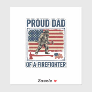 Stolzer Vater eines Feuerwehrmanns Vintage-Flagge  Aufkleber