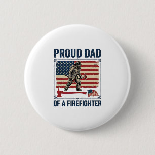 Stolzer Vater eines Feuerwehrmanns Vintage-Flagge Button