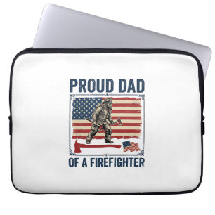 Stolzer Vater eines Feuerwehrmanns Vintage-Flagge  Laptopschutzhülle