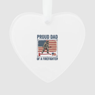 Stolzer Vater eines Feuerwehrmanns Vintage-Flagge Ornament