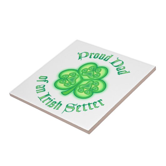 Stolzer Vater eines Irischen Setters Fliese (Seite)