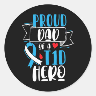 Stolzer Vater eines T1D Hero Typ 1 Diabetes Vater Runder Aufkleber