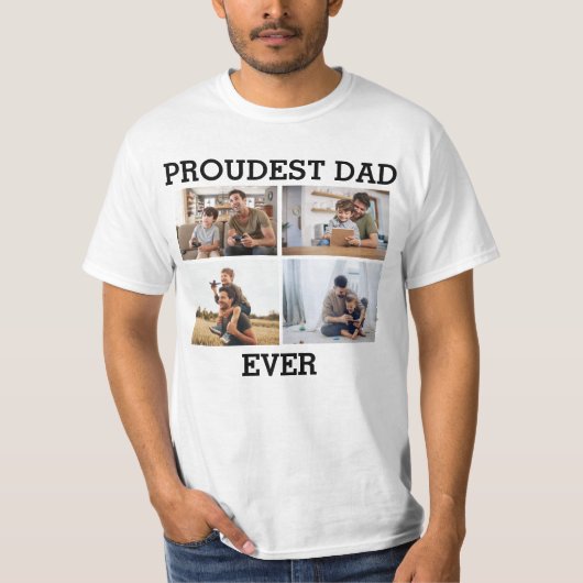 Stolzer Vater je Vater Foto Collage Bild T-Shirt (Vorderseite)