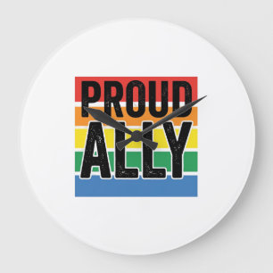 Stolzer Verbündeter Vintage-Pride-Support-Shirt-De Große Wanduhr