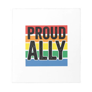 Stolzer Verbündeter Vintage-Pride-Support-Shirt-De Notizblock