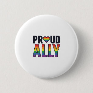 Stolzer Verbündeter Vintage Regenbogen Herz T-Shir Button