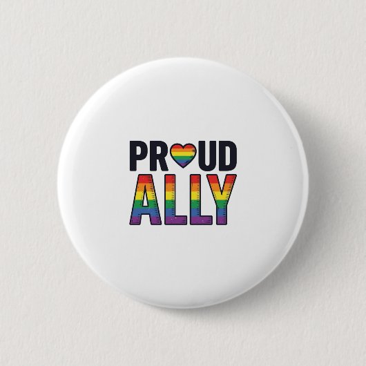 Stolzer Verbündeter Vintage Regenbogen Herz T-Shir Button (Vorderseite)