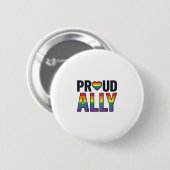 Stolzer Verbündeter Vintage Regenbogen Herz T-Shir Button (Vorne & Hinten)