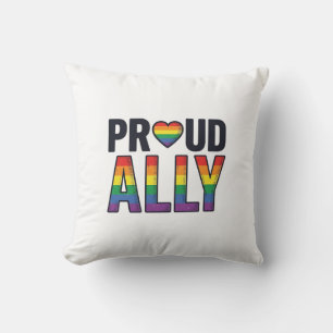 Stolzer Verbündeter Vintage Regenbogen Herz T-Shir Kissen