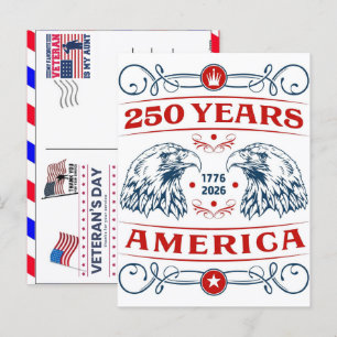 Stolzer Veteran 250 Jahre Amerika 1776 2026 Feiertagspostkarte