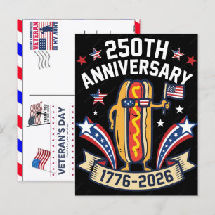 Stolzer Veteran 250 Jahre Amerika 1776 2026 Feiertagspostkarte
