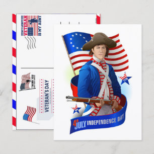 Stolzer Veteran 250 Jahre Amerika 1776 2026 Feiertagspostkarte