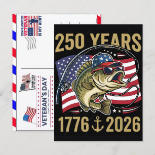 Stolzer Veteran 250 Jahre Amerika 1776 2026 Feiertagspostkarte