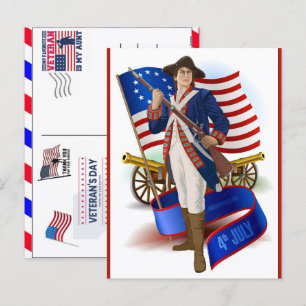 Stolzer Veteran 250 Jahre Amerika 1776 2026 Feiertagspostkarte