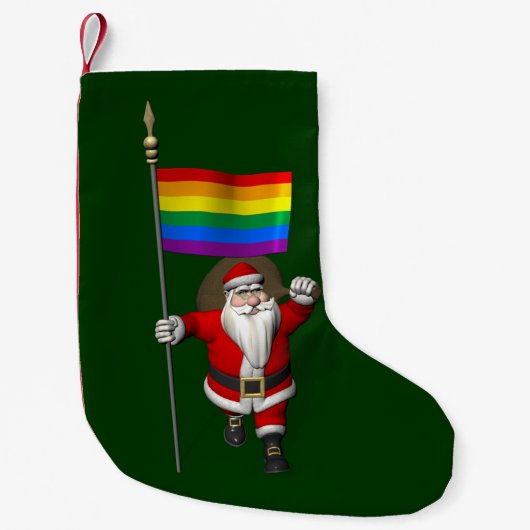 Stolzer Weihnachtsmann mit Regenbogen-Flagge Kleiner Weihnachtsstrumpf (Vorderseite)