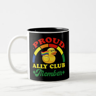 Stolzes Ally Club-Mitglied Gummiente Regenbogen Sc Zweifarbige Tasse