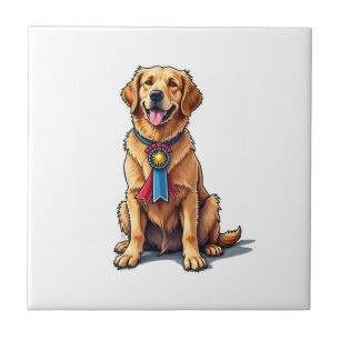 Stolzes amerikanisches Golden Retriever Vintage T- Fliese