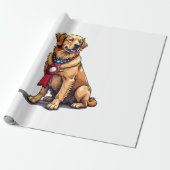 Stolzes amerikanisches Golden Retriever Vintage T- Geschenkpapier (Ungerollt)