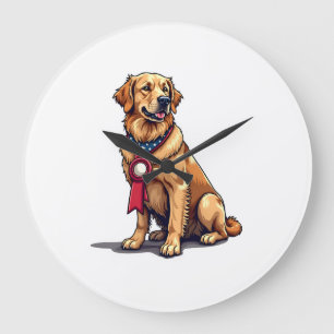 Stolzes amerikanisches Golden Retriever Vintage T- Große Wanduhr