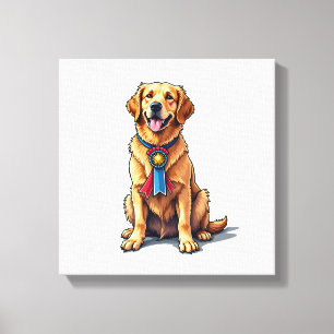 Stolzes amerikanisches Golden Retriever Vintage T- Leinwanddruck