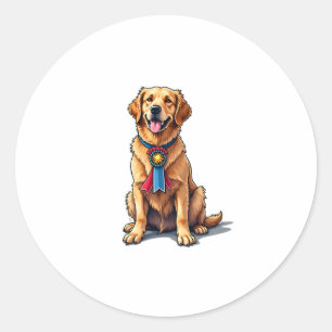 Stolzes amerikanisches Golden Retriever Vintage T- Runder Aufkleber