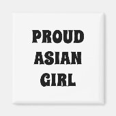 Stolzes Asienmädchen, Schwarz-weiß Magnet (Vorne)