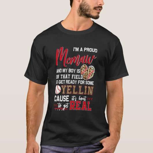 Stolzes Baseball Memaw Baseball Familienmatt T-Shirt (Vorderseite)