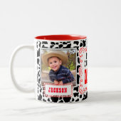 Stolzes Cowgirl MAMA Kuh Print und Red Foto Zweifarbige Tasse (Links)