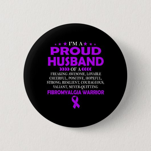 Stolzes Ehemann Fibromyalgie Krieger T Button (Vorderseite)