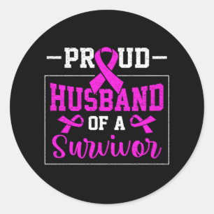 Stolzes Ehemann von Survivor Brustkrebs Bewusstsei Runder Aufkleber