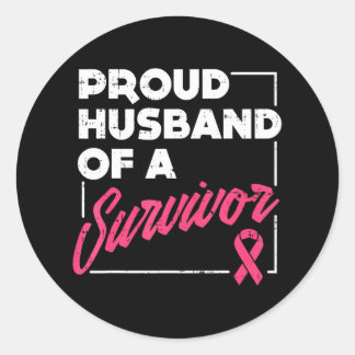 Stolzes Ehemann von Survivor Brustkrebs Bewusstsei Runder Aufkleber