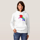 Stolzes Einhorn des farbenfrohen Bleiglasdesigns Hoodie (Vorne ganz)