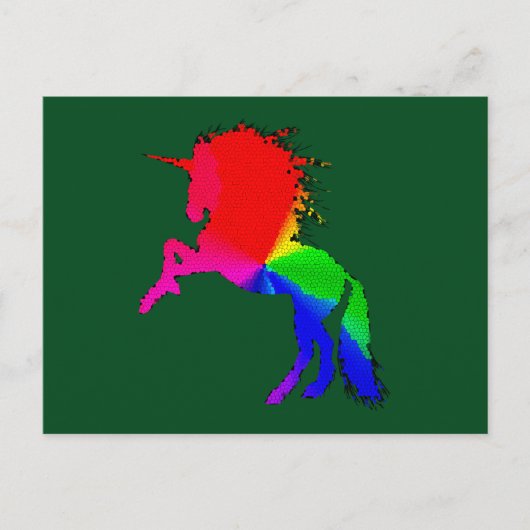 Stolzes Einhorn von farbenfroher Bleiglaskonstrukt Postkarte (Vorderseite)