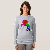 Stolzes Einhorn von farbenfroher Bleiglaskonstrukt T-Shirt (Vorne ganz)