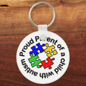 Stolzes Elternkind mit autistischem Schlüsselanhän Schlüsselanhänger (Vorderseite)