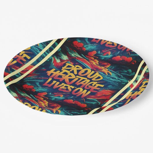 Stolzes Erbe lebt weiter Pappteller (Schrägansicht)