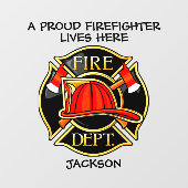 Stolzes Feuerwehretikett Rot und Schwarz    Fensteraufkleber (Blatt)