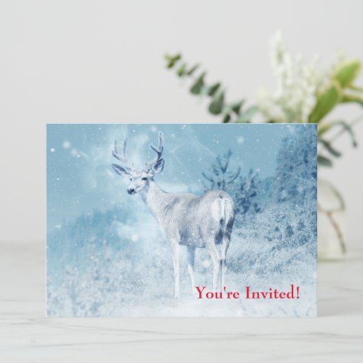 Stolzes Hirsch Stehend im Wilden - Weihnachtsfest Einladung (Stehend Vorderseite)