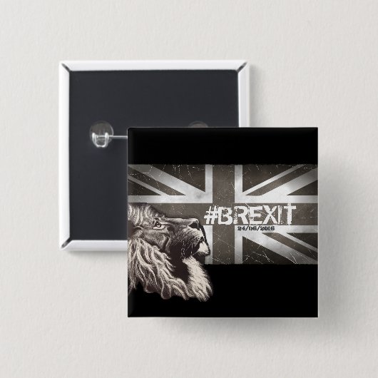 Stolzes Löwe #Brexit fertigen das Datum 24/06/2016 Button (Vorne & Hinten)