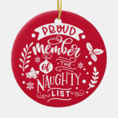 Stolzes Mitglied des Naughty List Custom Kid Foto Keramik Ornament (Vorne)